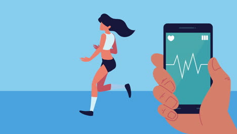 woman running athlete with smartphone