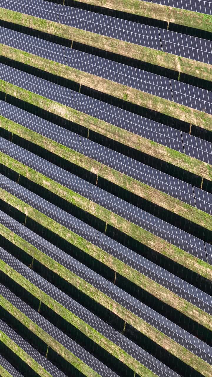 Vertical Drone Shot of Solar Power Station, Arrays of Solar Panels