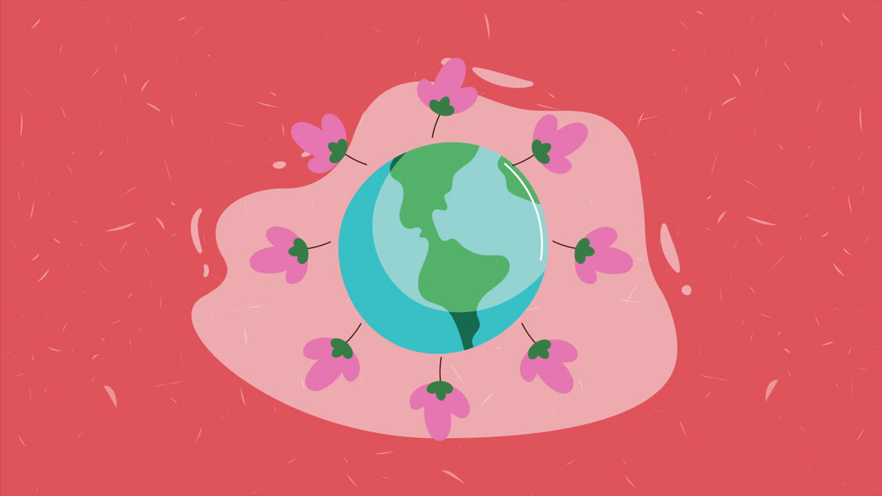 планета земля с цветами анимация