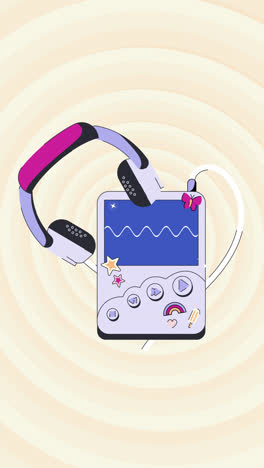 motion graphic of hand drawn mp3 player illustration