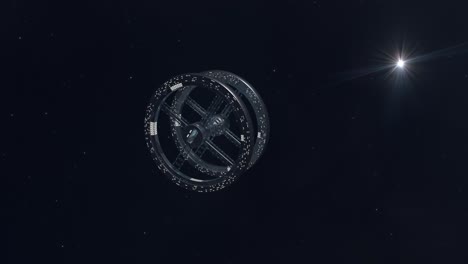 large space station rotating in outer space