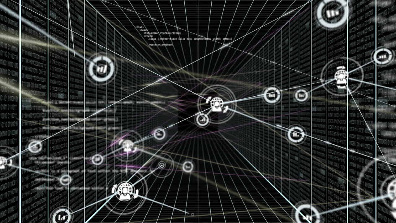 Animation of networks of connections and data processing