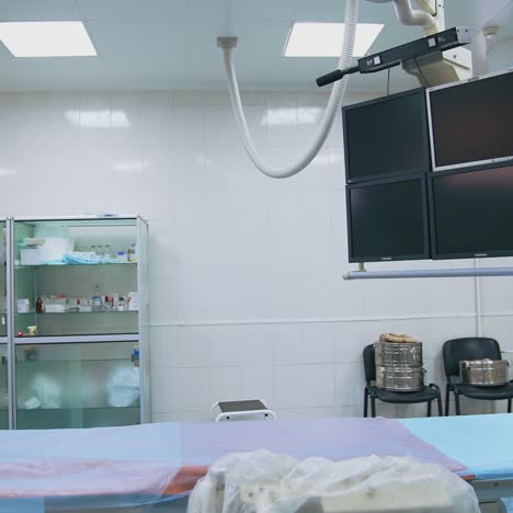 modern operating room in hospital. hybrid operating equipment and medical devices