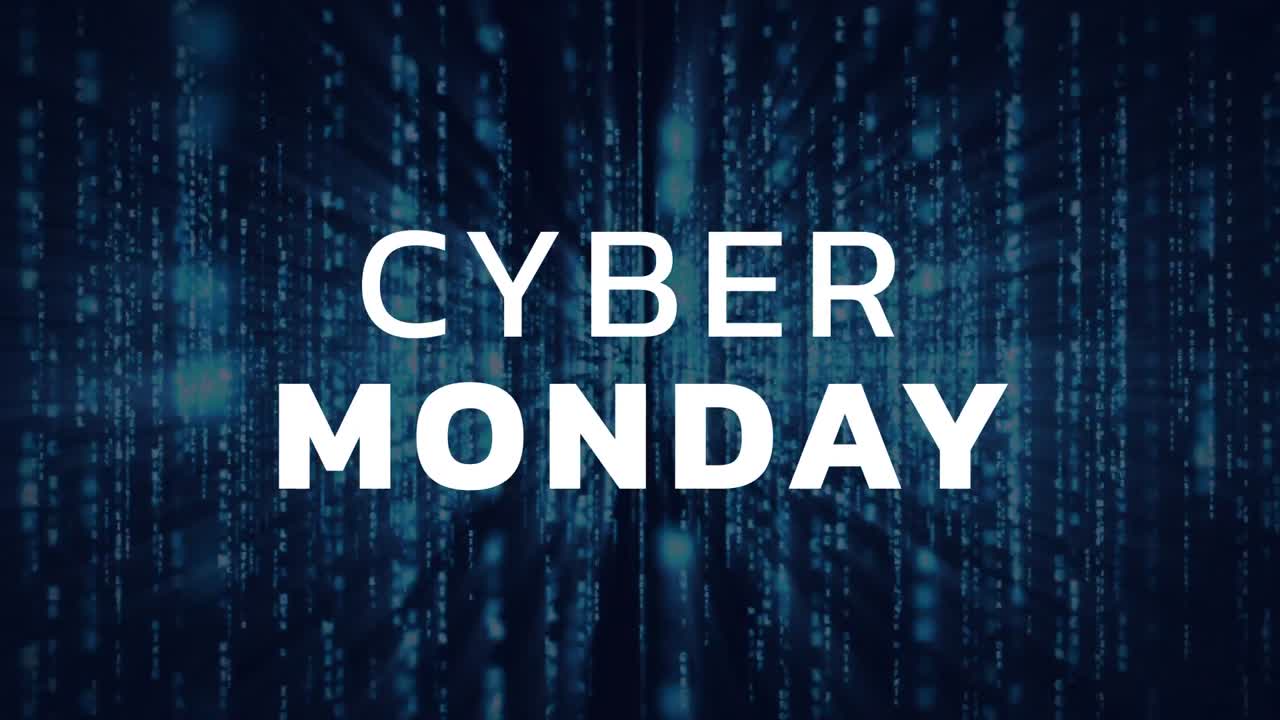 Cyber Monday skilt mod digital baggrund 4k