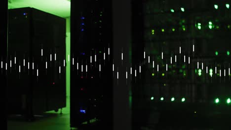 animación del procesamiento de datos financieros a través de servidores informáticos