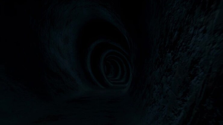 Moving Through a Mysterious Dark Abstract Tunnel