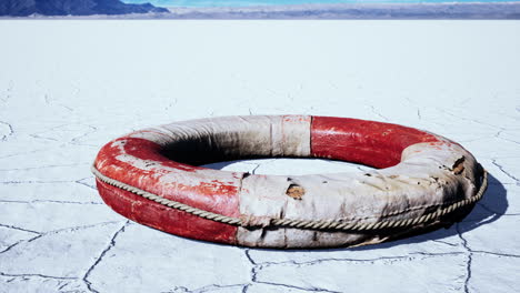 very old abandoned grungy lifebuoy