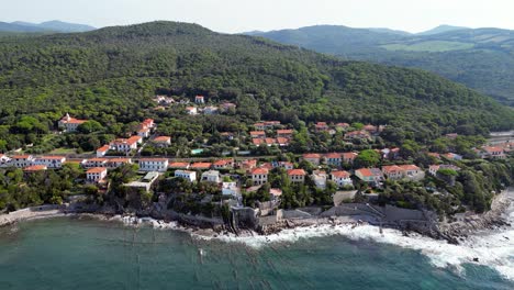 quercianella: aerial views of the mediterranean coast in tuscany italy