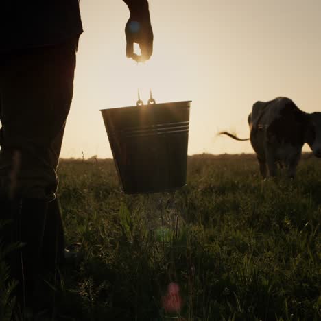 Una-Agricultora-Con-Un-Balde-En-La-Mano