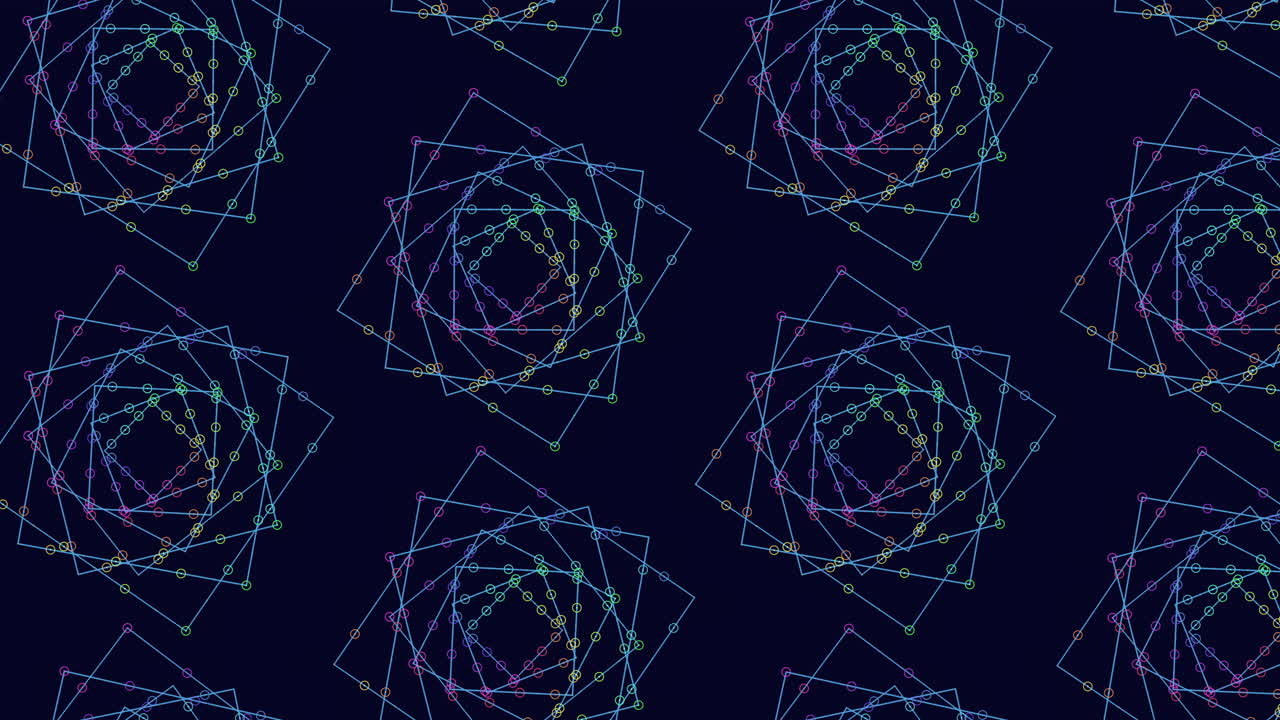 반복되는 선과 모양을 가진 다채로운 기하학적 패턴