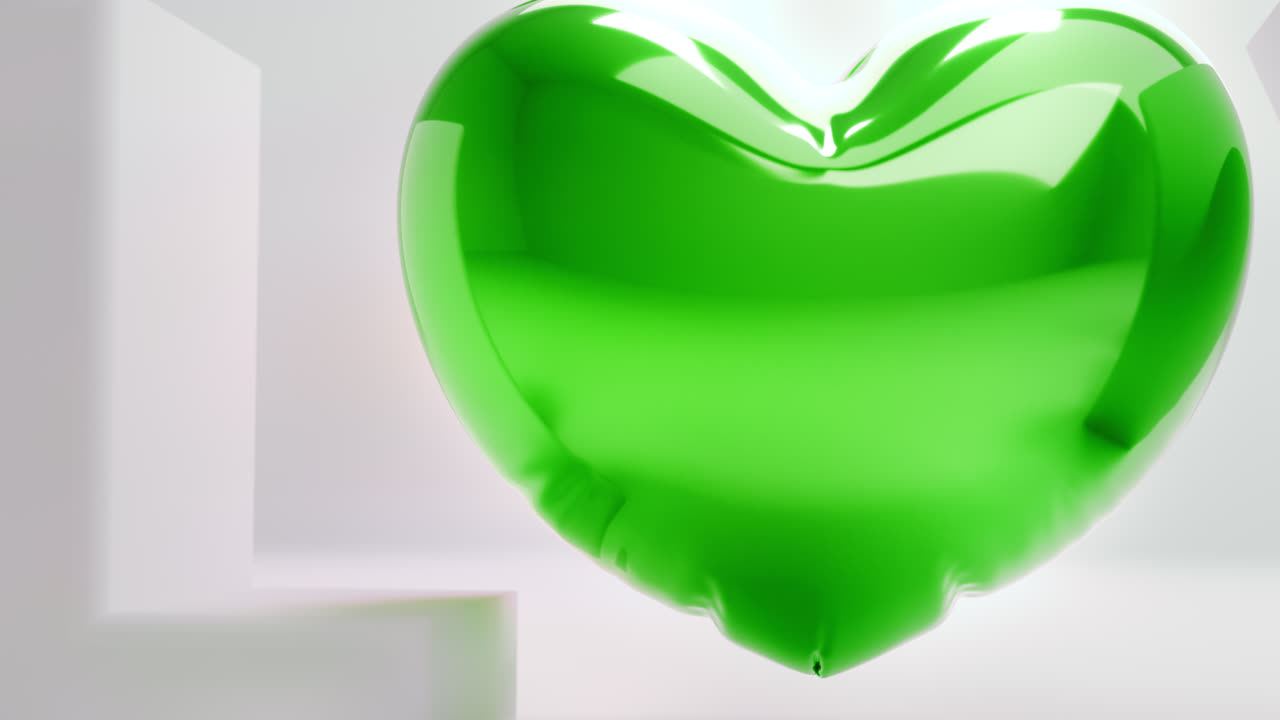 White love letters sign with the green heart instead of "O" letter