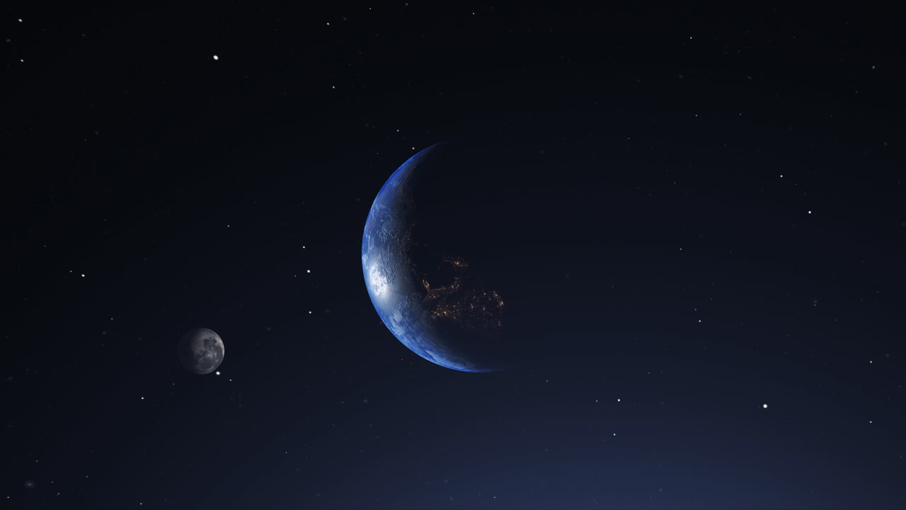 4k la tierra y la luna en el gran espacio