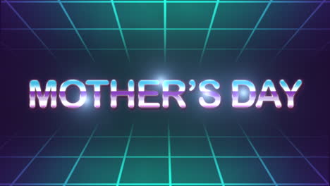 mothers day with neon retro grid on digital screen