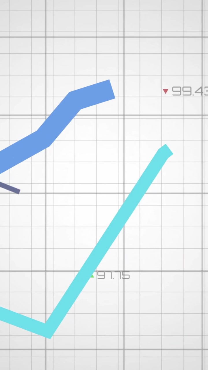 Line graph with fluctuating data points animation over grid background