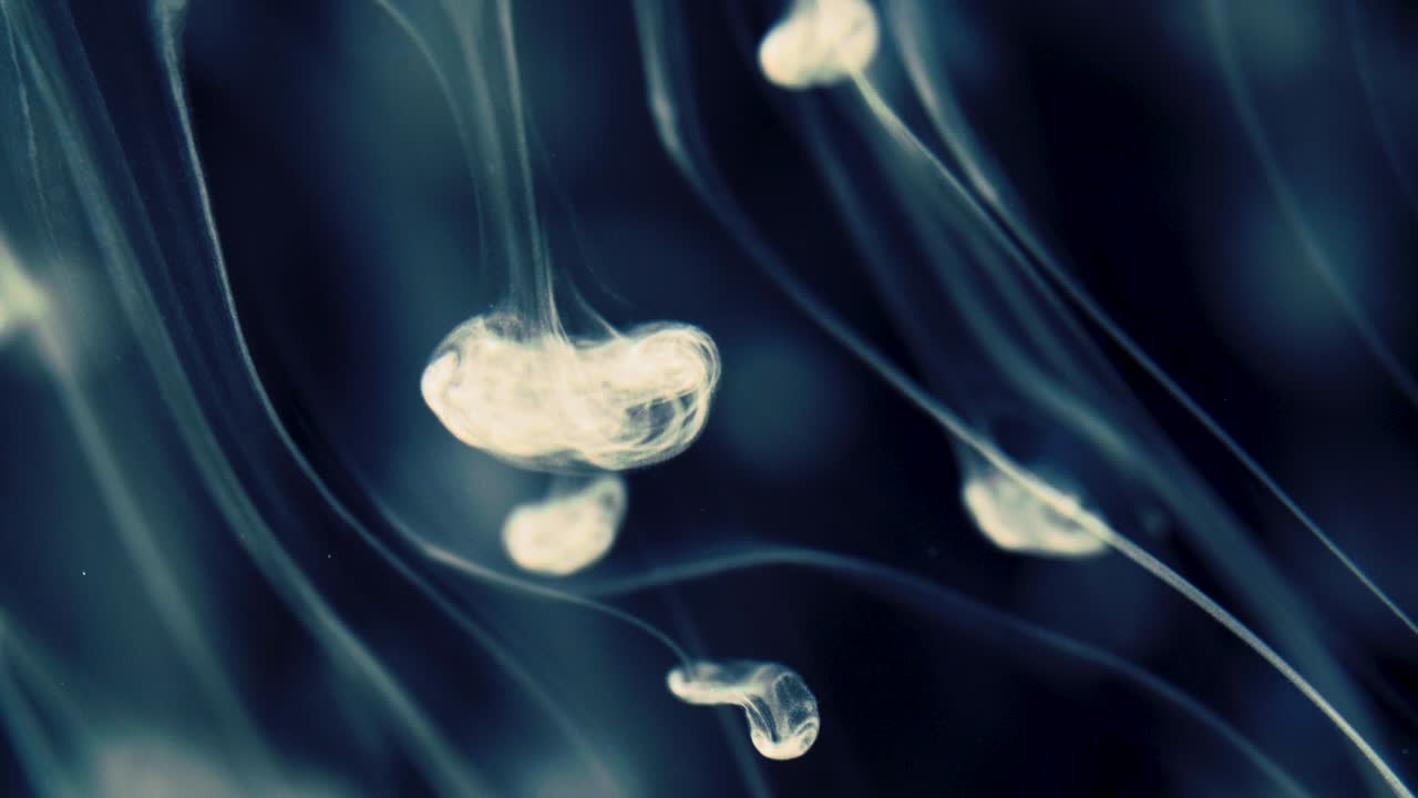 Humo abstracto aislado en agua sobre fondo negro.
