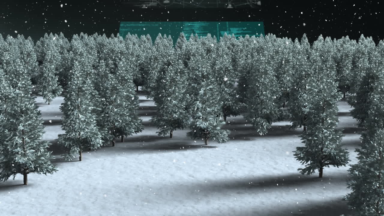 animación de abetos en el paisaje de invierno