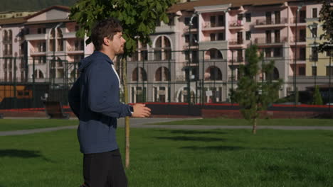 man running in a park