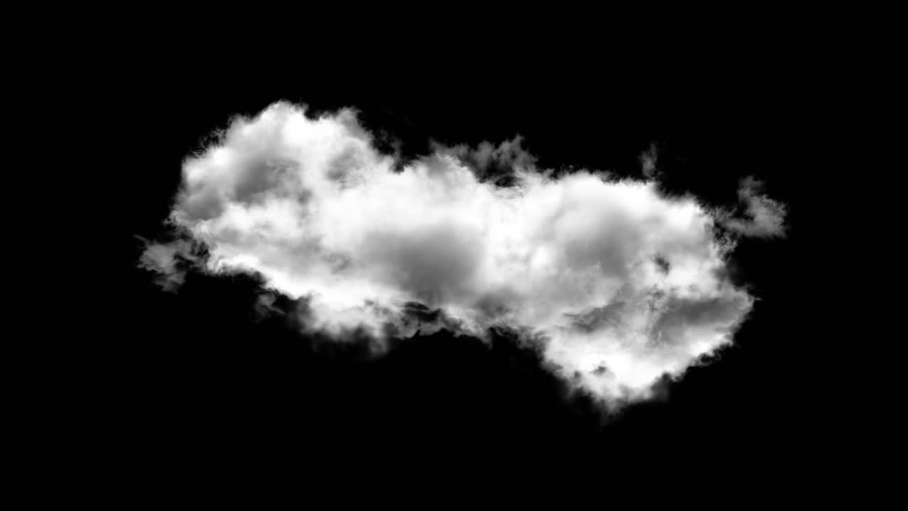 Beautiful 4k cloud loop fast billowing cloud isolated on black background light rays shining through