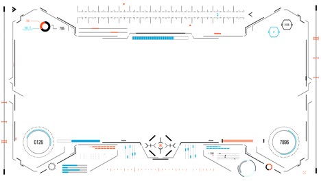 interfaz de usuario futurista con hud y elementos infográficos.