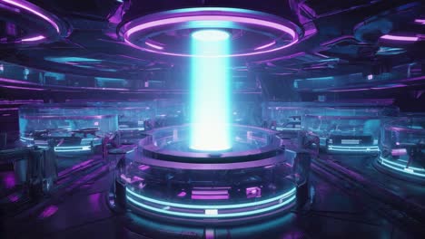 futuristic sci-fi laboratory with teleportation portal