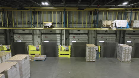 Aerial-View-of-Empty-Warehouse-Loading-Dock-with-Closed-Doors,-Pandemic-Impact-on-Logistics
