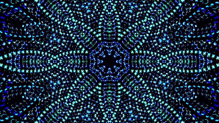 Bright abstract light governing blue color, kaleidoscope