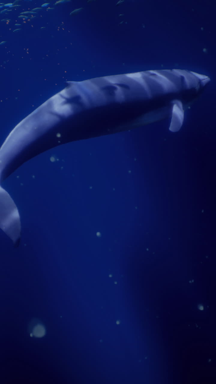 Balena maestosa che scivola nelle acque profonde dell'oceano in un ambiente tranquillo
