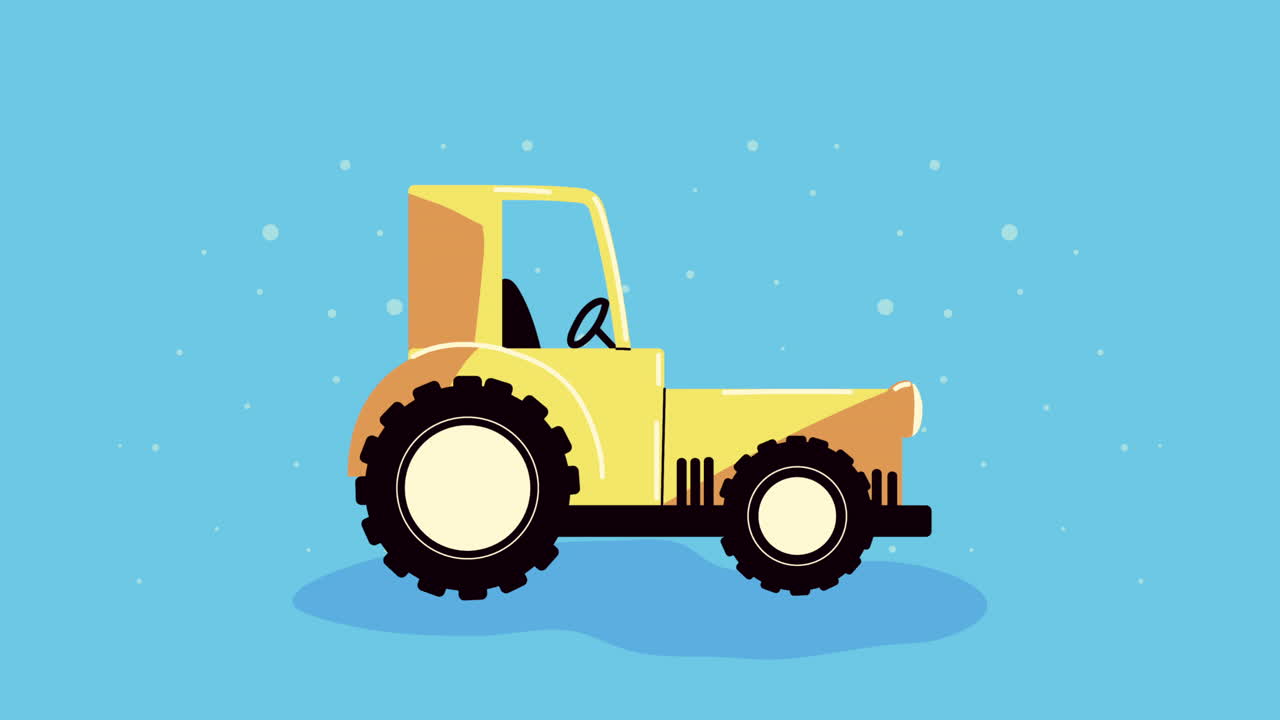 노란색 트랙터와 함께 농장 생활 방식 애니메이션