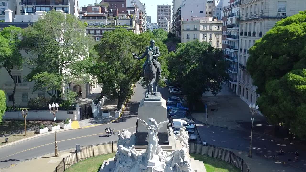 el esplendor del monumento mitre en buenos aires con la ciudad llenando el fondo
