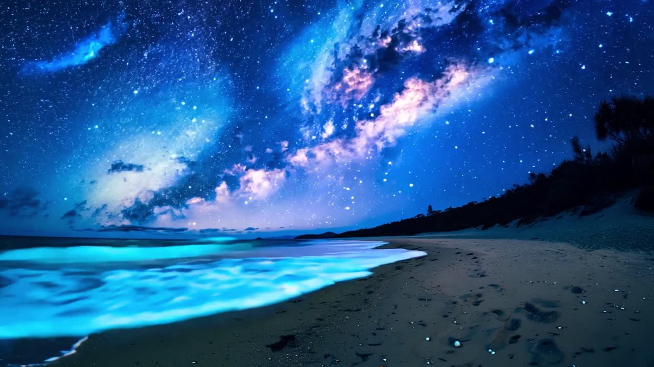 Night beach with starry sky