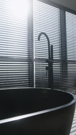 modern black bathtub with sunlight