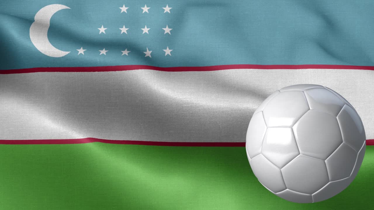 우즈베키스탄의 발과 축구공 - 우즈베이키스탄 발 높은 세부 사항 - 축구공과 발