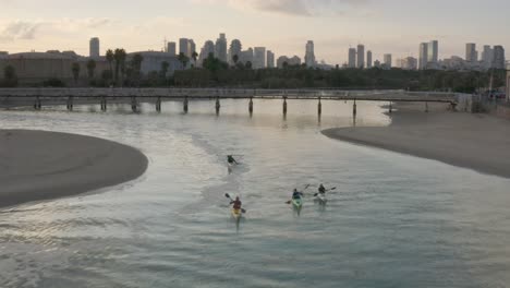 kayaking on a river in tel aviv