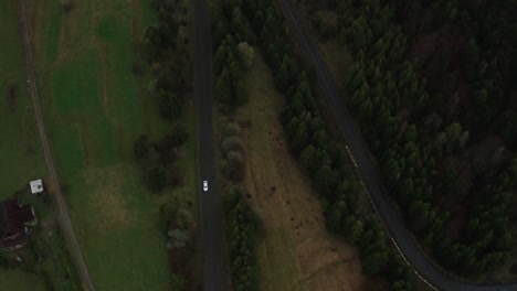 road in the mountains, serpentine in the fog, road serpentine from aerial view.