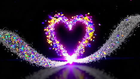sparkling heart made of colorful particles