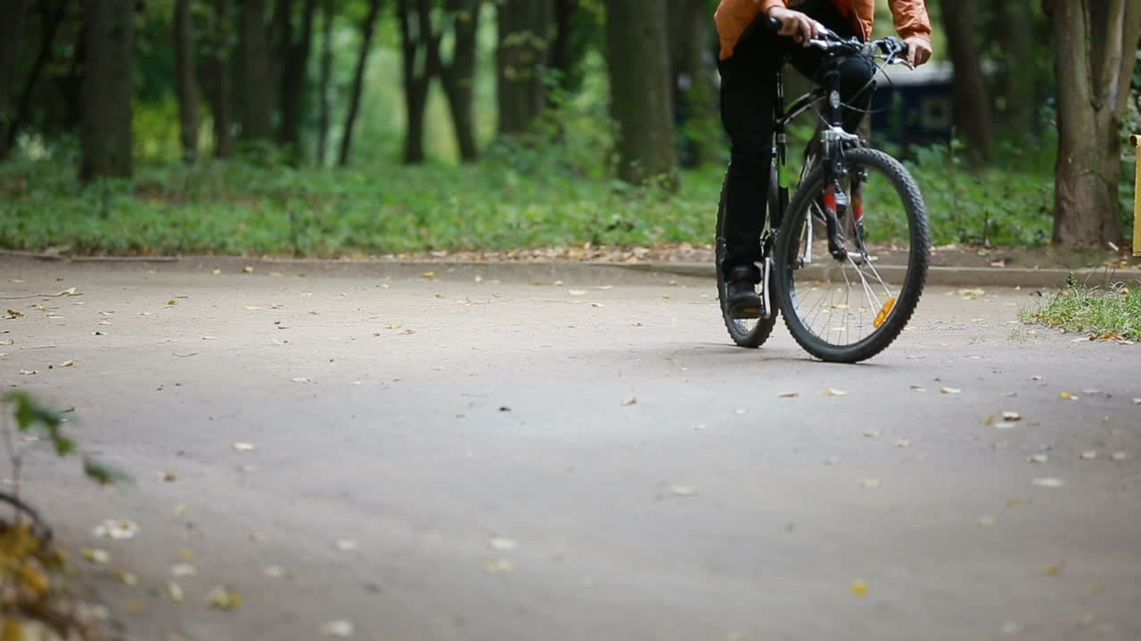 Couple Together Ride A Bicycle. Romantic couple with bicycles at park