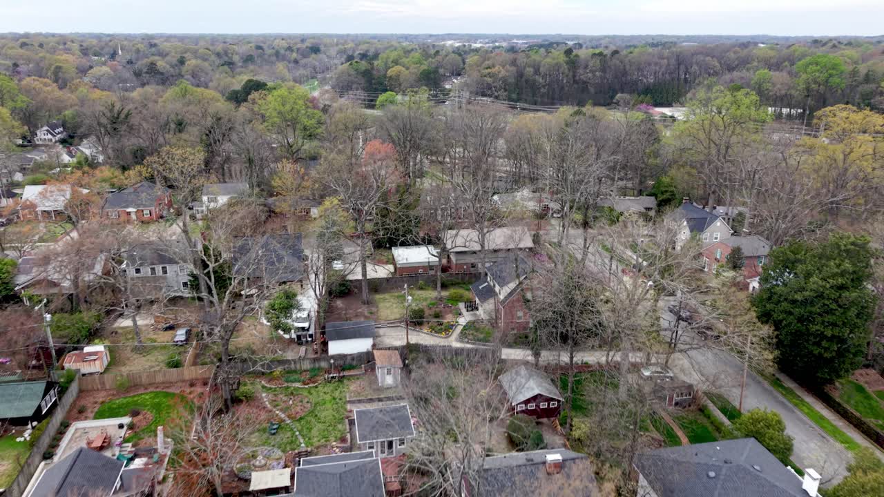 aerial of homes and housing near downtown greensboro north caroina