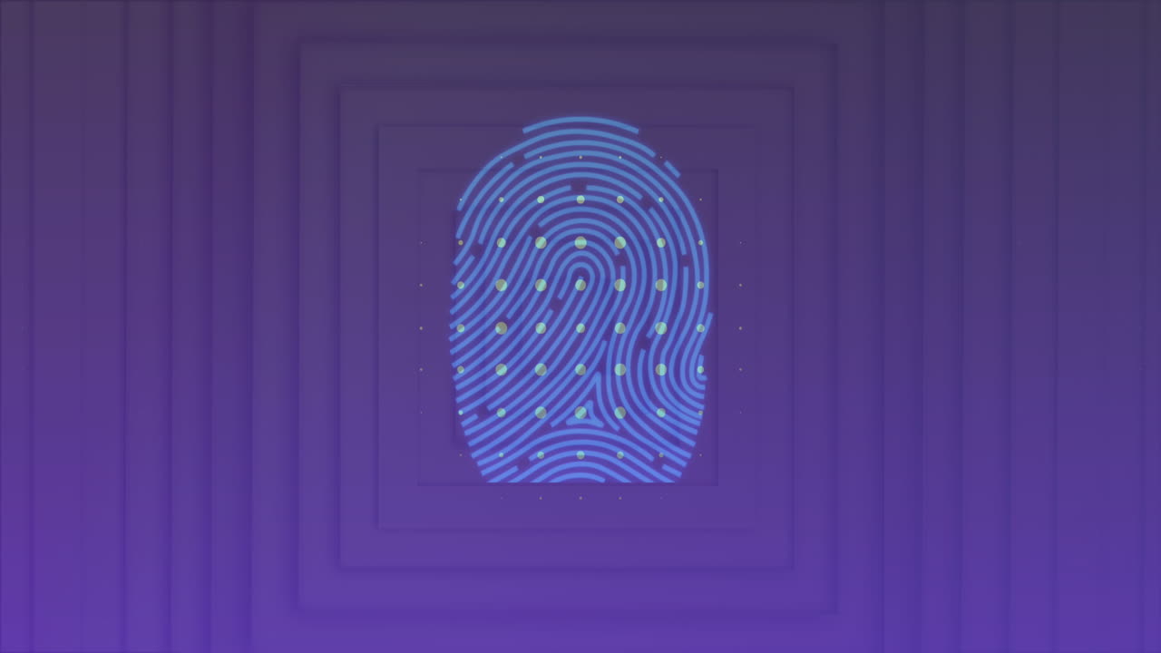 Bio metric fingerprint scanner against moving abstract blue background