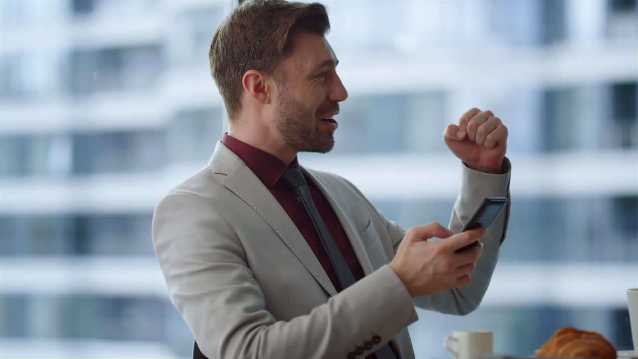 Professional business man celebrating victory