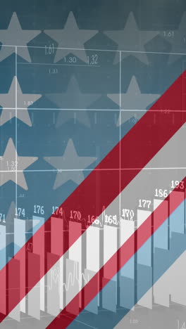 animation of data processing over flag of america