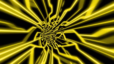 4k futuristic technology abstract yellow background for network, big data, data center, server, vj, internet, speed. tunnel with design elements. 3d animation loop 4k