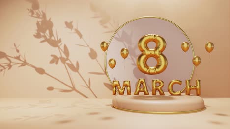 march 8 international women's day is a global holiday animation of flower gold background for e-commerce sale products