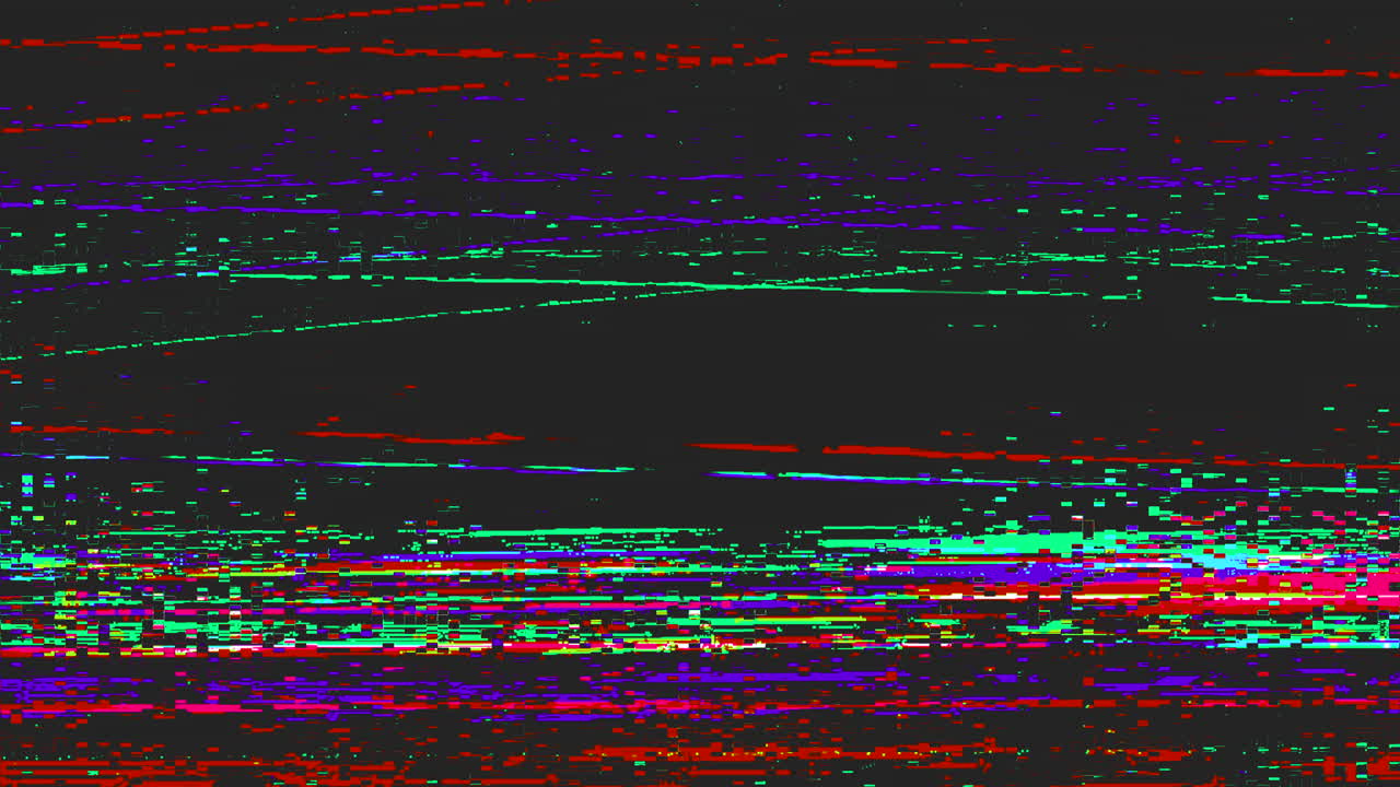 Glitch and noise television defects with artifacts on black texture