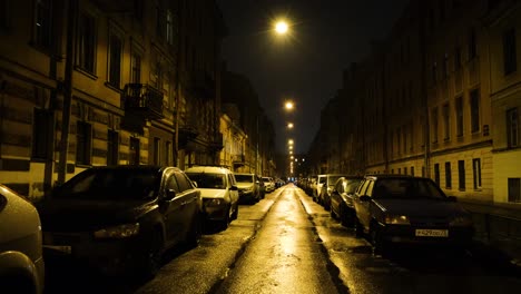 night street view in an old european city