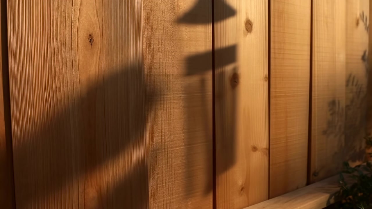 Close view of vertical wooden panels with a soft lamp shadow across the surface, creating a warm rustic interior background with visible grain, texture,