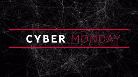 Animación-Del-Texto-De-Venta-Del-Cyber-Monday-A-Través-De-Redes-De-Conexiones.