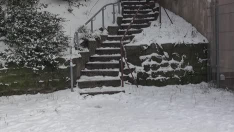 stairs covered of snow tempelhof airport berlin neukoelln germany 9 sec hd 25 fps 9 secs
