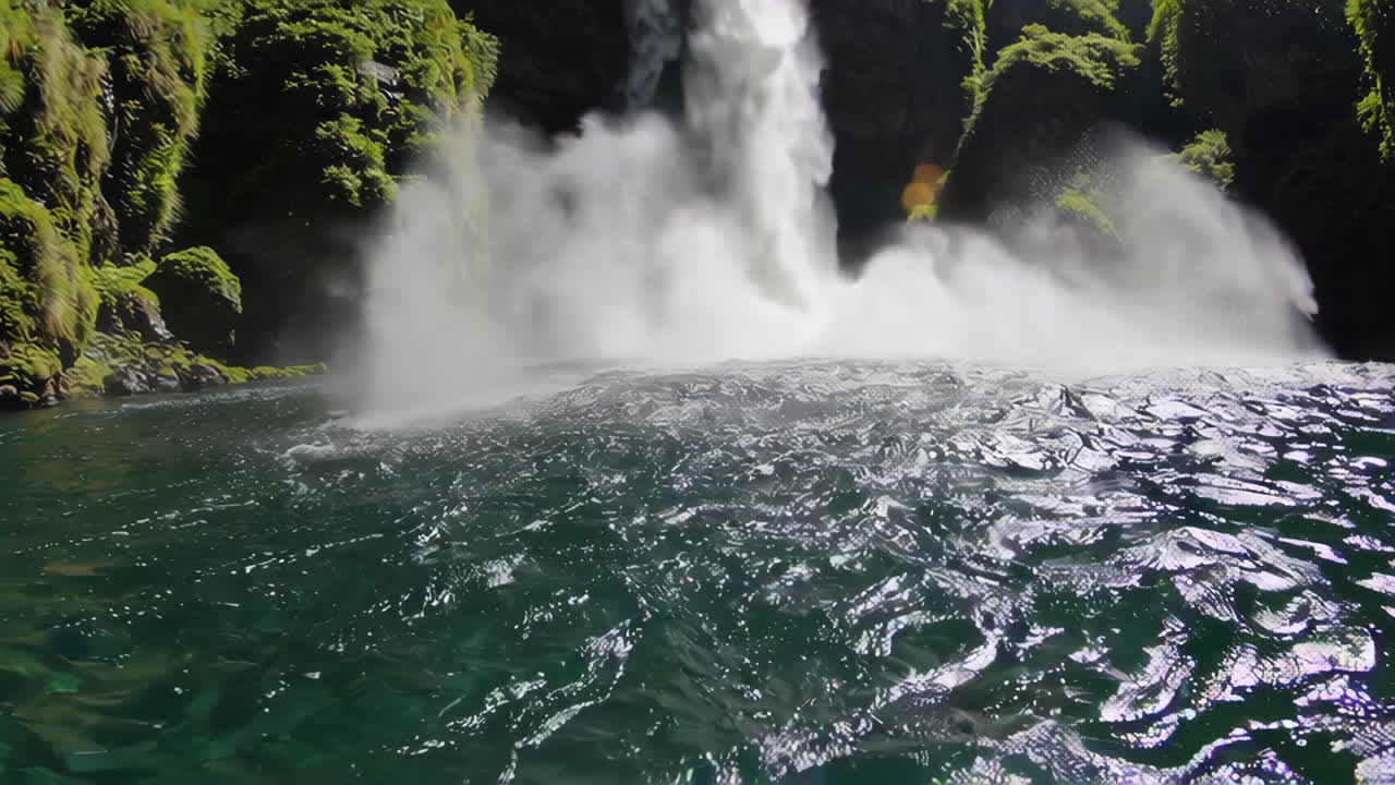 울창한 숲 속 의 아름다운 폭포