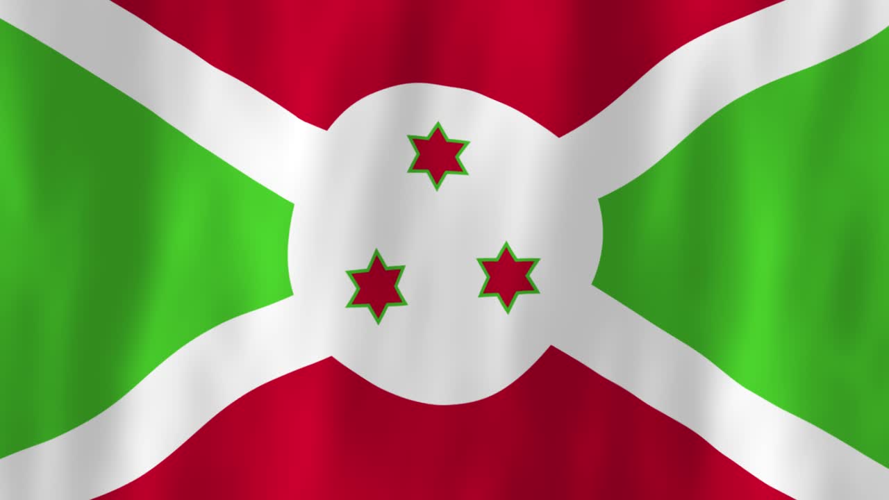 Burundi flag country animation 3D symbol design waving in wind movement national patriotism world culture emblem banner stars red green white East Africa republic Gitega
