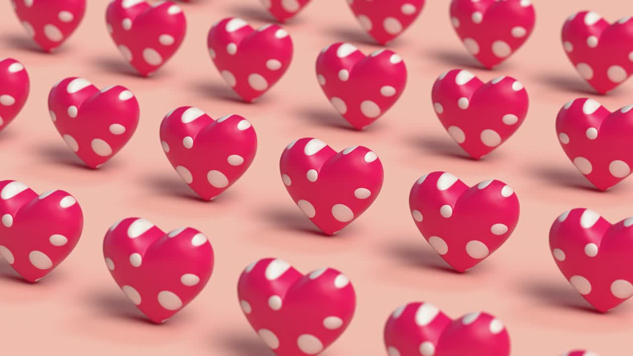 분홍색 심장 모양 추상 모션 3d 렌더링